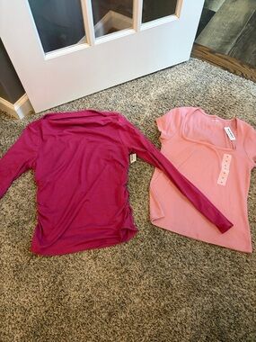 Old Navy women’s ' Pink & Magenta Long Sleeve and Short Sleeve Top Set nwt